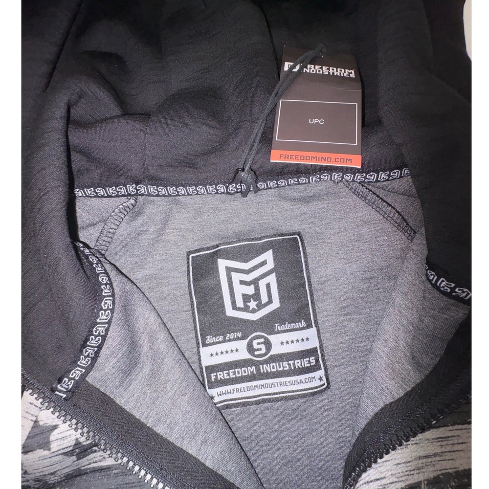 Freedom Industries Mens Space Dye Full Zip Hoodie American Flag Grey Neon Small - Picture 4 of 7